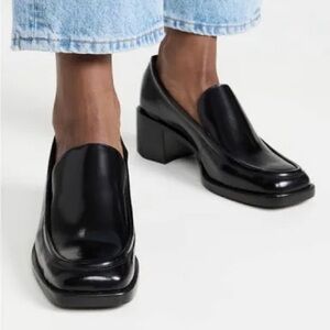 Reformation Noah Black PatenHeeled Loafers